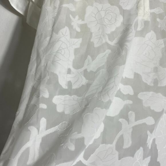 White NWT Semi Sheer Floral Ruffle Sleeve Blouse Top SZ XL Casual‎ Office Boho - Picture 5 of 8